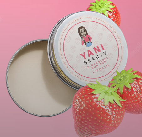 Yani Beauty Strawberry Bon Bon lip balm tin